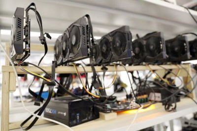 Image of a bustling mining farm